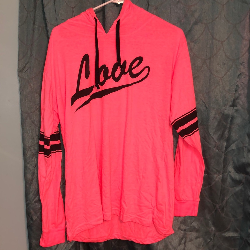 hot pink pullover with hood